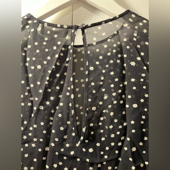 NWT Theory Marah Stat-print Black Sheer Long Bell Sleeve Silk Dress 2 MSRP: $395 - Picture 9 of 16